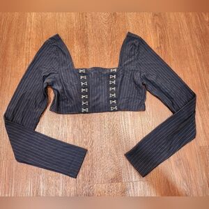Eggie Anthropologie Striped Long Sleeve Crop Top